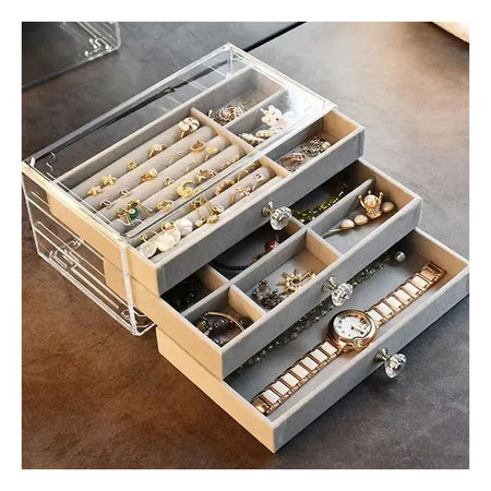 AJF Multi-Functional Jewelry Storage Box, Grey, LD-1018 - Image 2