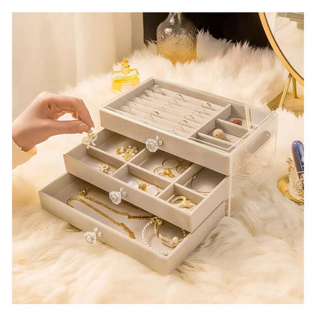 AJF Multi-Functional Jewelry Storage Box, Beige, LD-1018 - Main Image