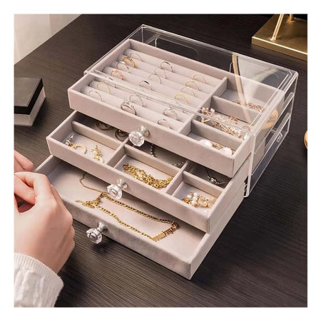 AJF Multi-Functional Jewelry Storage Box, Beige, LD-1018 - Image 3