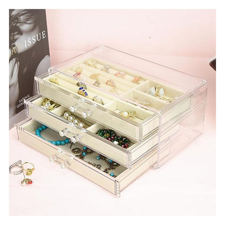 AJF Multi-Functional Jewelry Storage Box, Beige, LD-1018 - Image 4