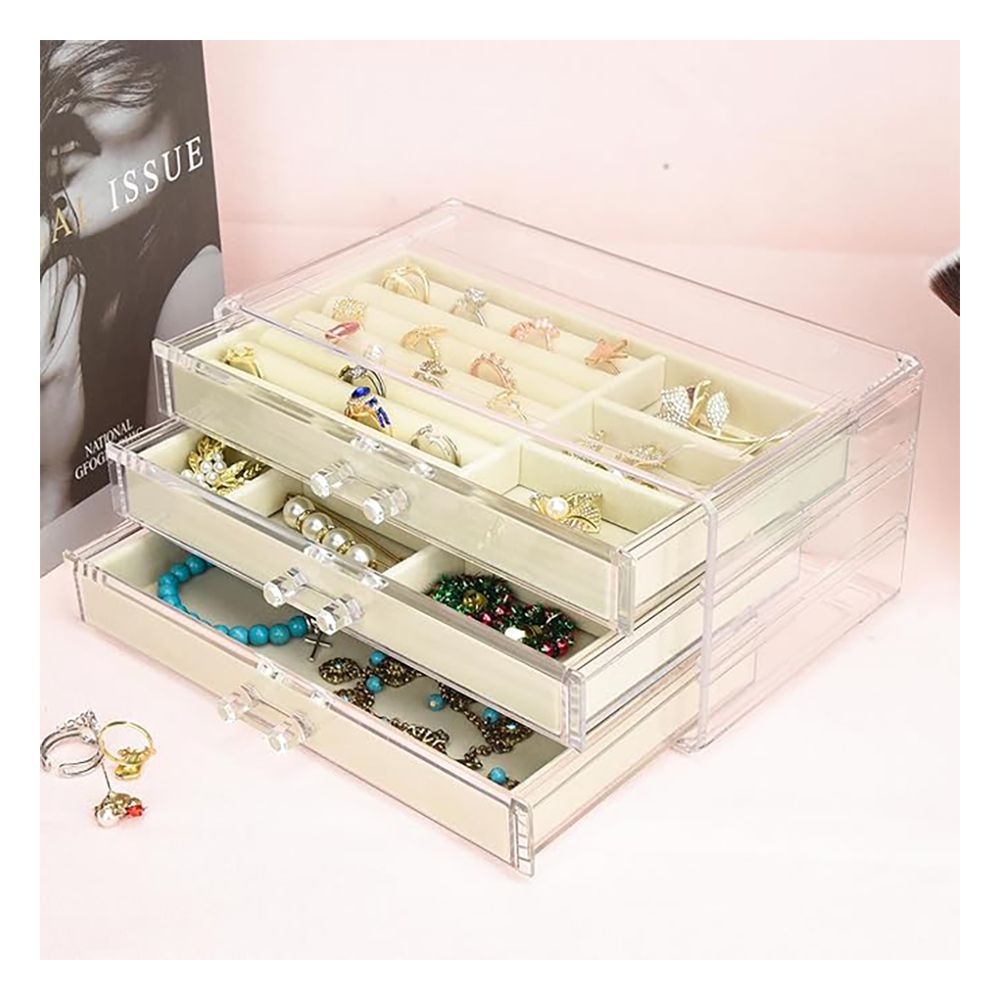 AJF Multi-Functional Jewelry Storage Box, Beige, LD-1018 - Image 4