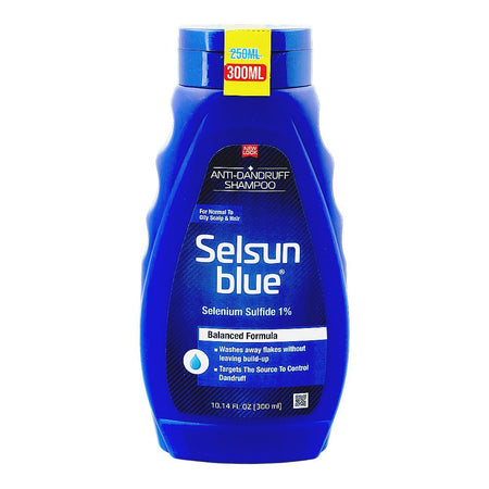 Selsun Blue Selenium Sulfide 1% Balanced Formula Anti-Dandruff Shampoo, Citric Acid, For Normal To Oily Hair, 300ml - Main Image