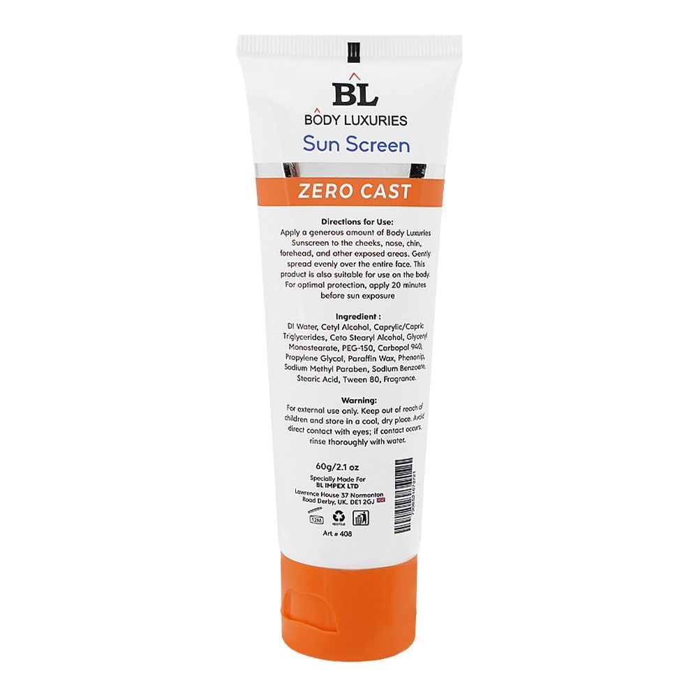 Body Luxuries Zero Cast Cloud Matte Sunscreen, Water Resistant, SPF60+ 60g - Image 2