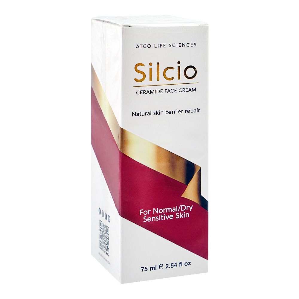 Atco Life Sciences Silcio Ceramide Face Cream, Glycerin, Shea Butter, For Normal, Dry & Sensitive Skin, 75ml - Main Image