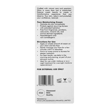 Atco Life Sciences Silcio Ceramide Face Cream, Glycerin, Shea Butter, For Normal, Dry & Sensitive Skin, 75ml - Image 3