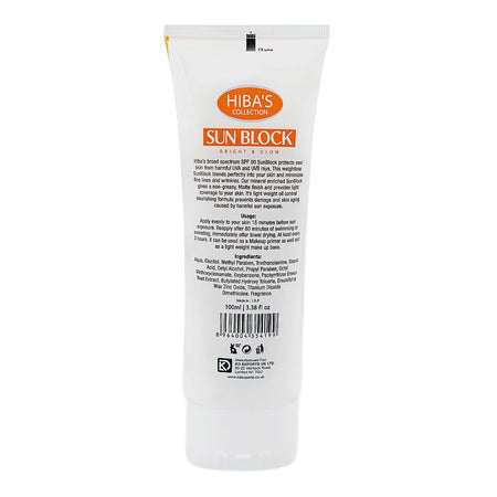 Hiba's Collection Bright & Glow Hyaluronic Face & Body Sun Block, SPF 90+ For Sensitive Skin, 100ml - Image 2