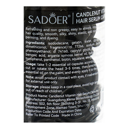 Sadoer Candlenut Vitamin Hair Serum Capules, Argan & Avocado Oil, SD8450, 40-Pack - Image 3