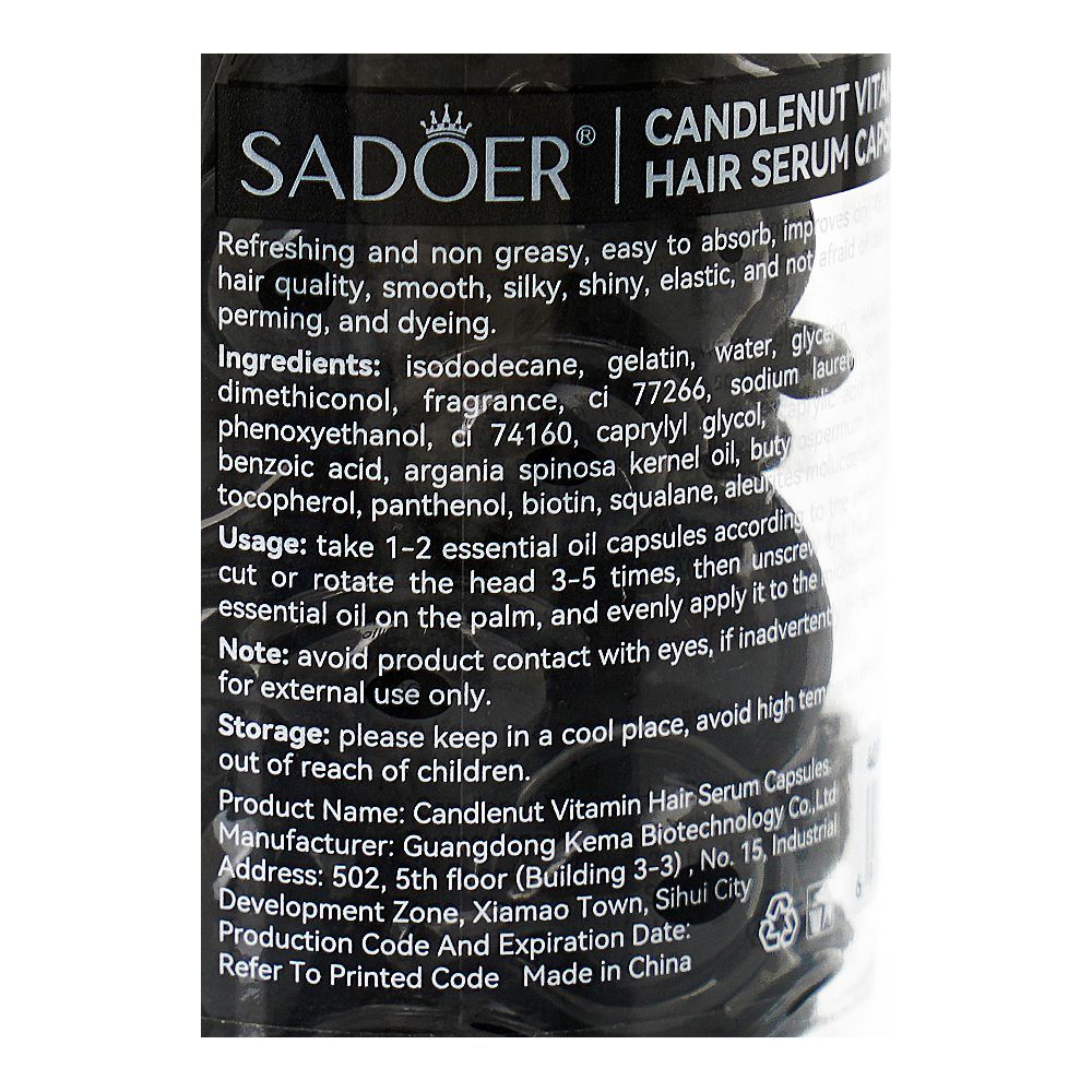 Sadoer Candlenut Vitamin Hair Serum Capules, Argan & Avocado Oil, SD8450, 40-Pack - Image 3