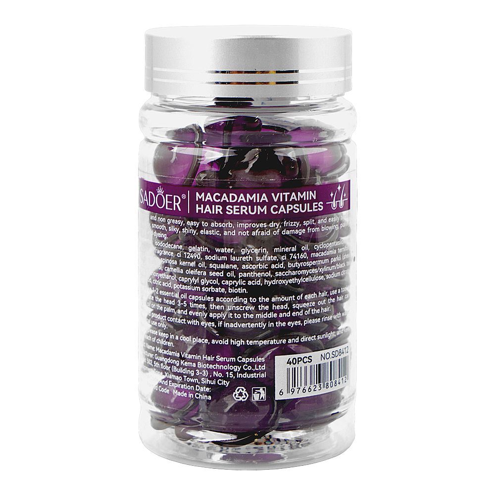 Sadoer Vitamin Macadamia Hair Serum Capules, Argan & Avocado Oil, SD8412, 40-Pack - Image 2