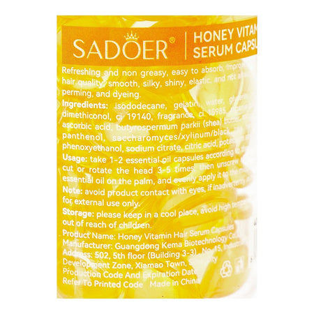 Sadoer Vitamin Honey Hair Serum Capules, Argan & Avocado Oil, SD8443, 40-Pack - Image 3