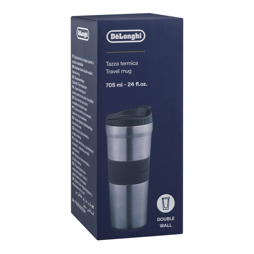 Delonghi Satinless Steel Travel Mug, 705ml, DLSC083 - Image 2