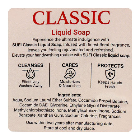 Sufi Classic Liquid Soap Silky Touch, 500ml Pump - Image 3