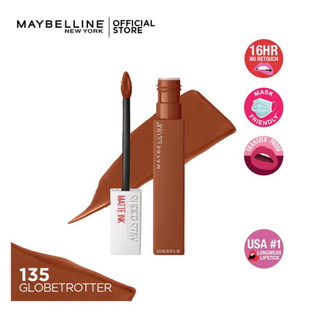 Maybelline New York SuperStay Matte Ink Liquid Lipstick 16HR Long-Lasting, High Pigment, Waterproof - 135 Globetrotter - Main Image