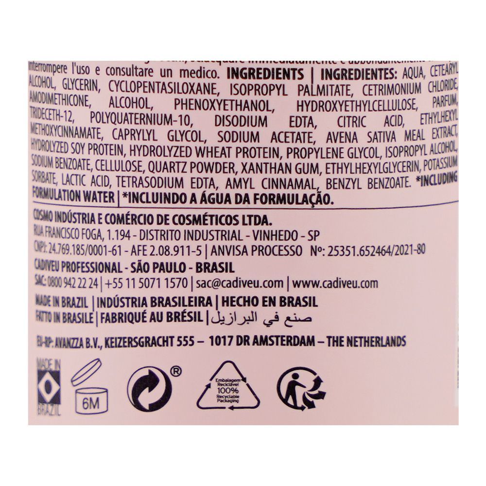 Cadiveu Professional Essentials Quartzo Shine Leave-in Balm, Citric Acid, Glycerin, For Weak Hair, 120ml - Image 3