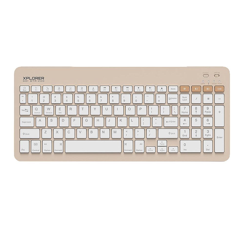 Alcatroz Xplorer Go! BTR-200 Dual Mode BT5.2+2.4G Wireless Keyboard, 180mAh Battery, Sand - Main Image