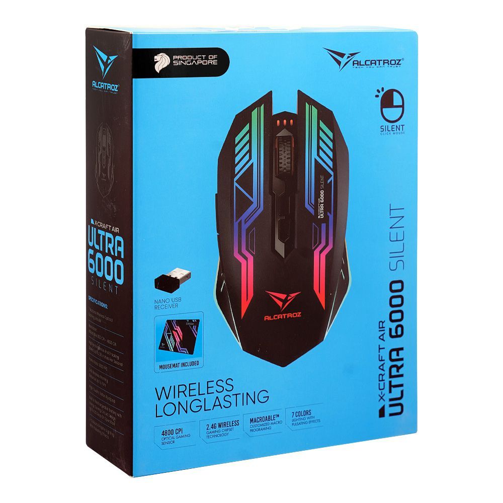 Alcatroz X-Craft Air Ultra 6000 Silent Click Wireless Gaming Mouse - Image 2
