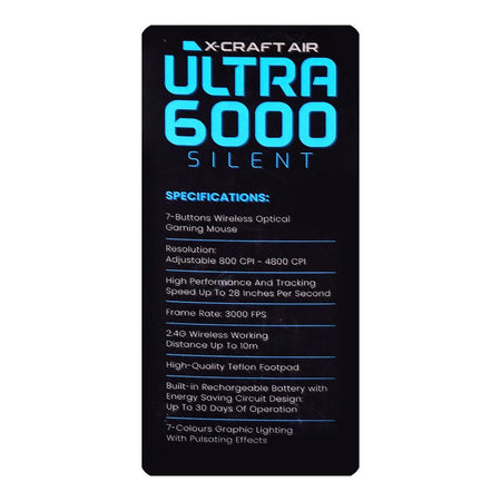 Alcatroz X-Craft Air Ultra 6000 Silent Click Wireless Gaming Mouse - Image 6