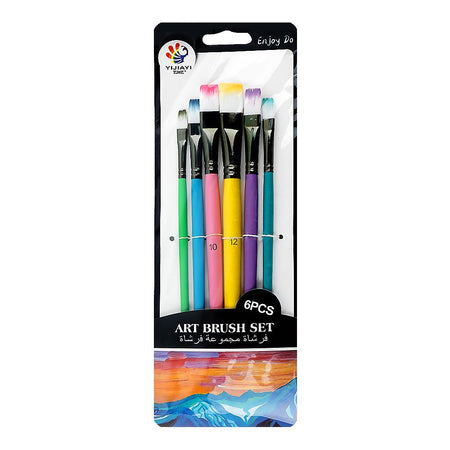Warq Notes Colorful Flat Art Brush Set, 6-Pack - Main Image