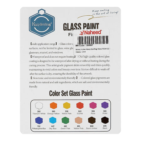 Warq Notes Keep Smiling Glass Paint, 12ml X 12 Colors - Image 3