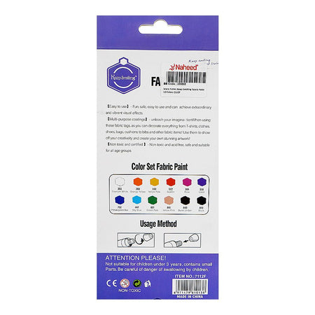 Warq Notes Keep Smilling Fabric Paint, 12ml X 12 Colors, C112F - Image 2