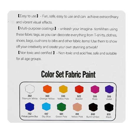 Warq Notes Keep Smilling Fabric Paint, 12ml X 12 Colors, C112F - Image 3