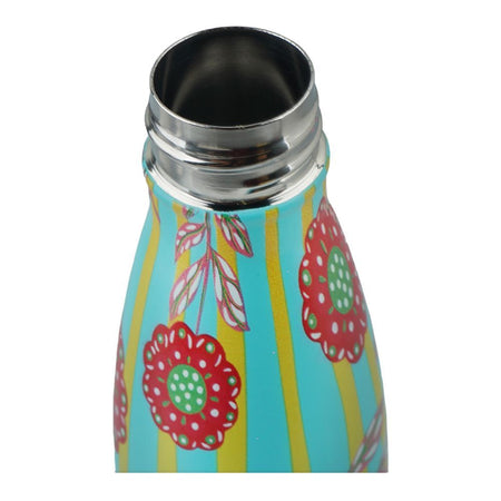 Warq Notes Flower Printed Stainless Steel Water Bottle, Blue, 600ml - Image 2
