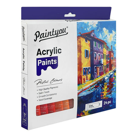 Warq Notes Paintyou Acrylic Paints, 12ml X 24 Colors PT2502-24 - Main Image
