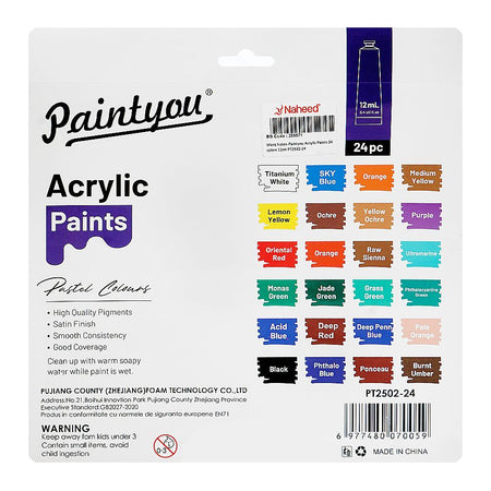 Warq Notes Paintyou Acrylic Paints, 12ml X 24 Colors PT2502-24 - Image 2