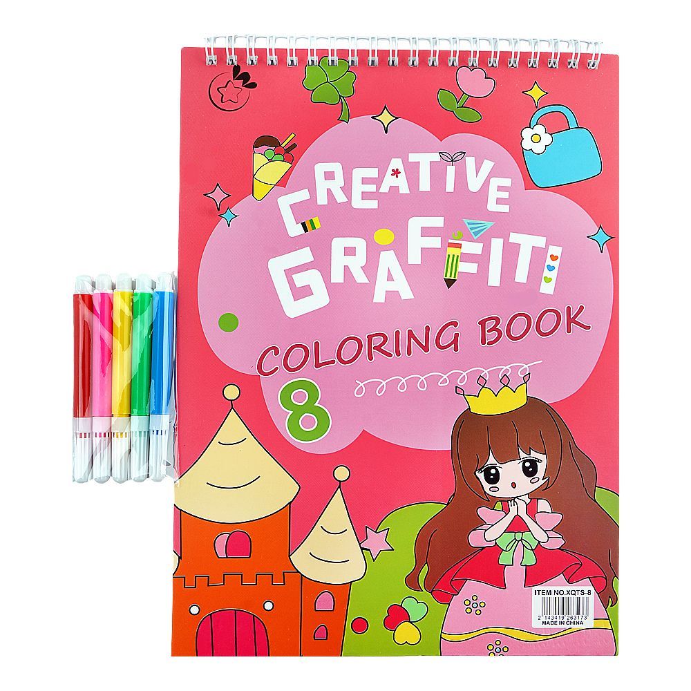 Warq Notes Creative Graffiti Coloring Book, Medium, Assorted, XQTS-8 - Main Image