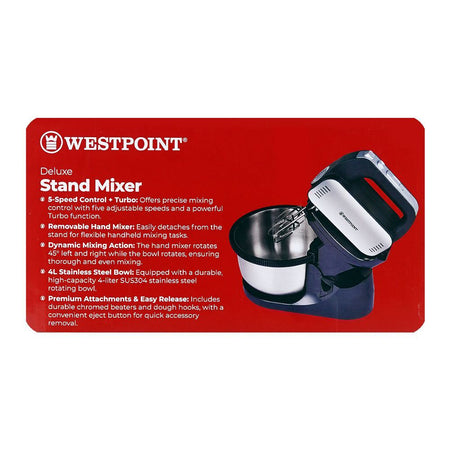 West Point Deluxe Stand Mixer, 500W, 220-240V, 4 Liters Steel Bowl, WF-9826 - Image 4
