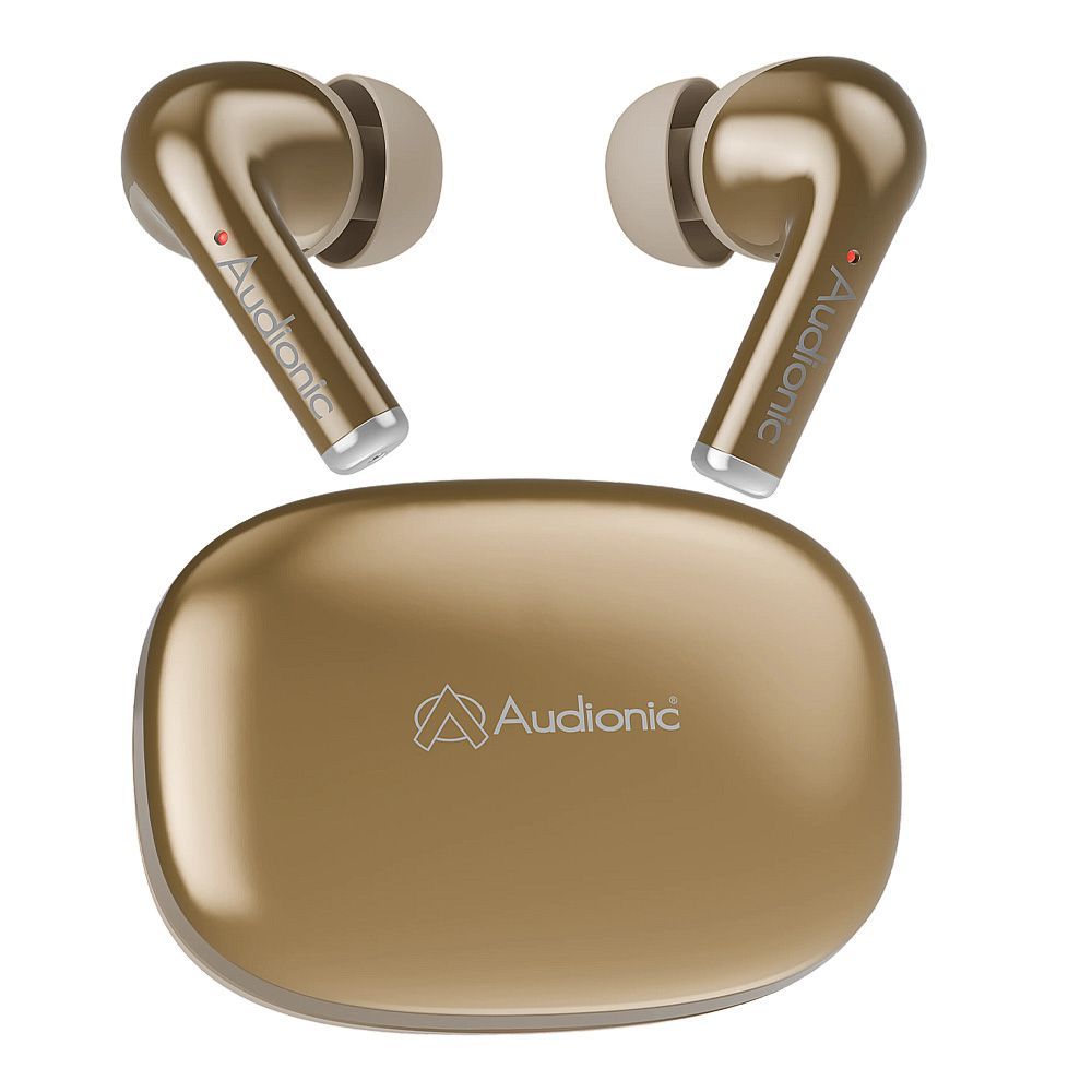 Audionic Trance Dual Mic ANC Earbuds, IPX4 Water Resistant, Upto 60 Hours Playtime, Airbud-820, Amber Gold - Main Image