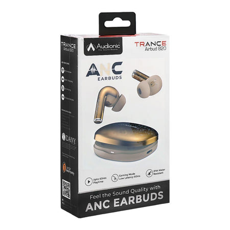 Audionic Trance Dual Mic ANC Earbuds, IPX4 Water Resistant, Upto 60 Hours Playtime, Airbud-820, Amber Gold - Image 2
