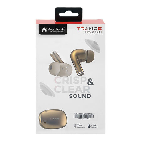 Audionic Trance Dual Mic ANC Earbuds, IPX4 Water Resistant, Upto 60 Hours Playtime, Airbud-820, Amber Gold - Image 3