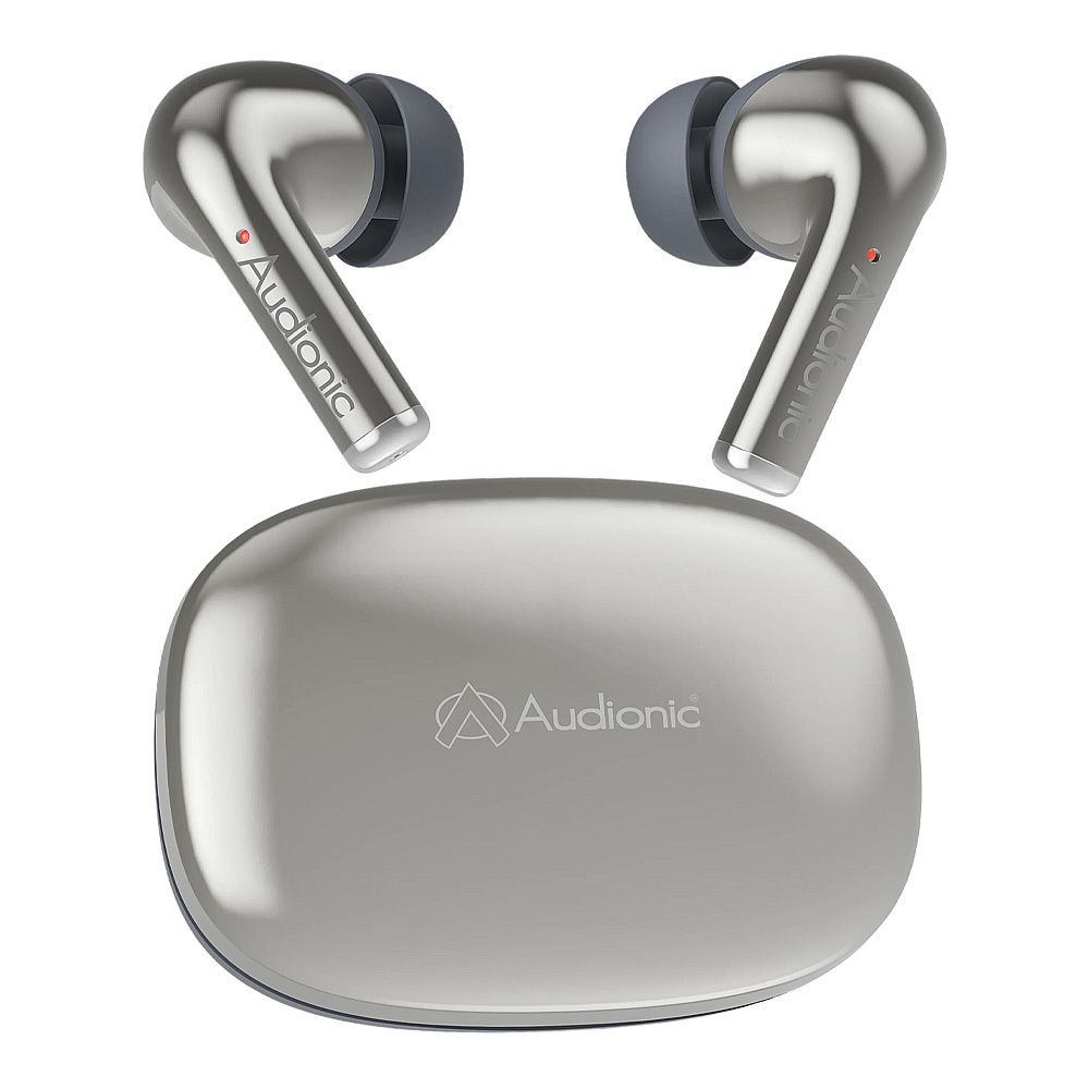 Audionic Trance Dual Mic ANC Earbuds, IPX4 Water Resistant, Upto 60 Hours Playtime, Airbud-820, Mercury Grey - Main Image