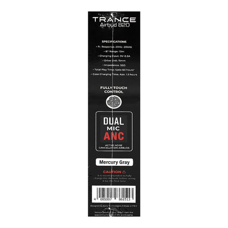Audionic Trance Dual Mic ANC Earbuds, IPX4 Water Resistant, Upto 60 Hours Playtime, Airbud-820, Mercury Grey - Image 4