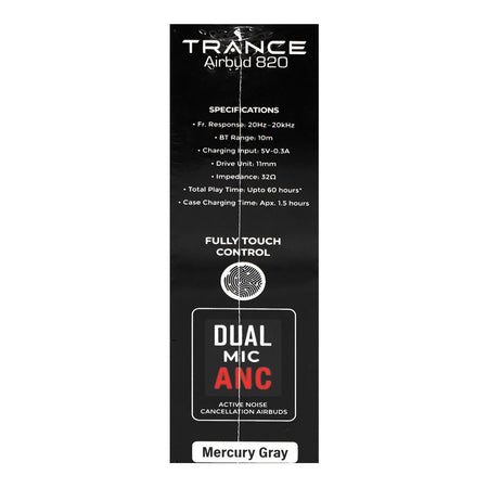 Audionic Trance Dual Mic ANC Earbuds, IPX4 Water Resistant, Upto 60 Hours Playtime, Airbud-820, Mercury Grey - Image 6