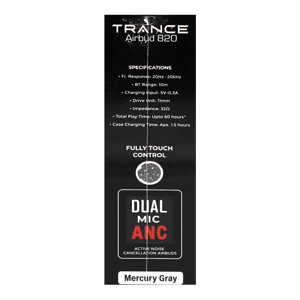 Audionic Trance Dual Mic ANC Earbuds, IPX4 Water Resistant, Upto 60 Hours Playtime, Airbud-820, Mercury Grey - Image 6