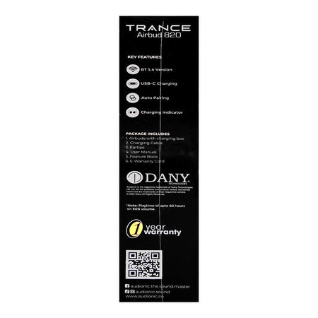 Audionic Trance Dual Mic ANC Earbuds, IPX4 Water Resistant, Upto 60 Hours Playtime, Airbud-820, Onyx Black - Image 4