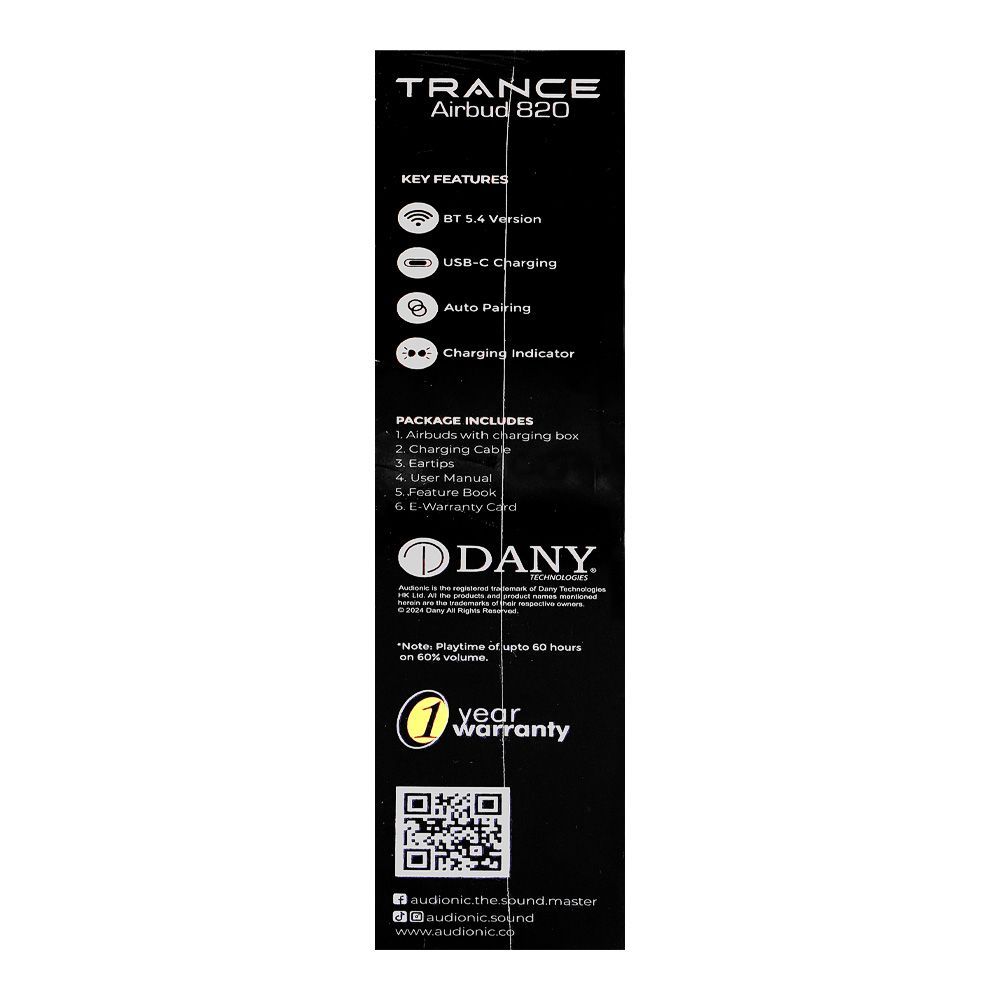 Audionic Trance Dual Mic ANC Earbuds, IPX4 Water Resistant, Upto 60 Hours Playtime, Airbud-820, Onyx Black - Image 4