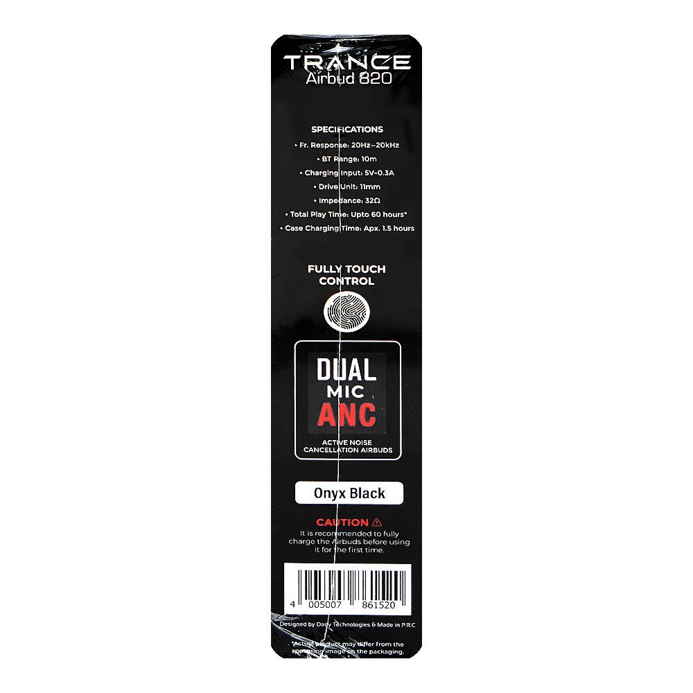 Audionic Trance Dual Mic ANC Earbuds, IPX4 Water Resistant, Upto 60 Hours Playtime, Airbud-820, Onyx Black - Image 5