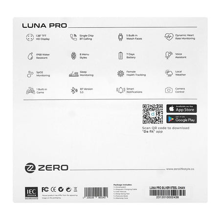 Zero 1.38 Inch TFT HD Display Luna Pro Smart Watch, BT Calling, IP68 water Resistant, 7 Days Battery Life, Silver - Image 4
