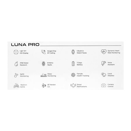 Zero 1.38 Inch TFT HD Display Luna Pro Smart Watch, BT Calling, IP68 water Resistant, 7 Days Battery Life, Silver - Image 5