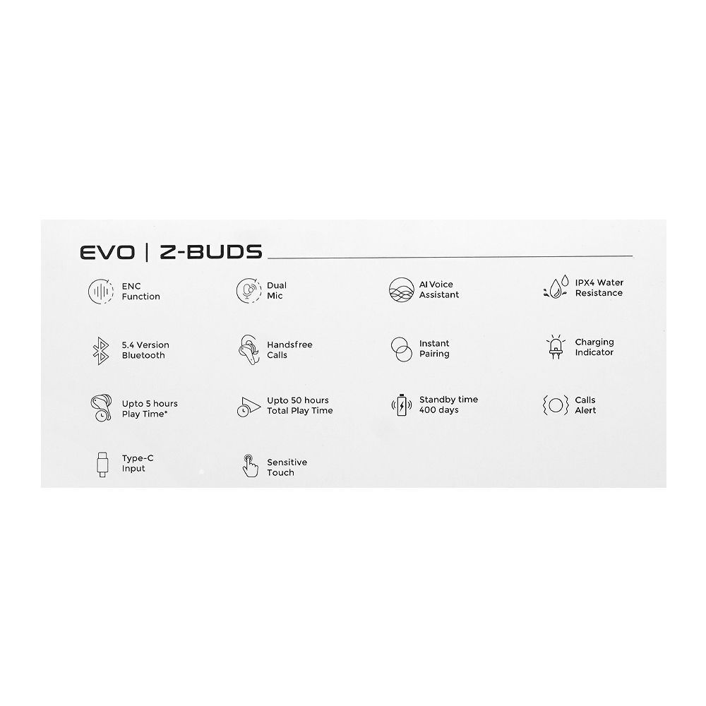 Zero Evo ENC Wireless Z Earbuds, IPX4 Water Resistant, Upto 50 Hours Playtime, Jet Black - Image 7
