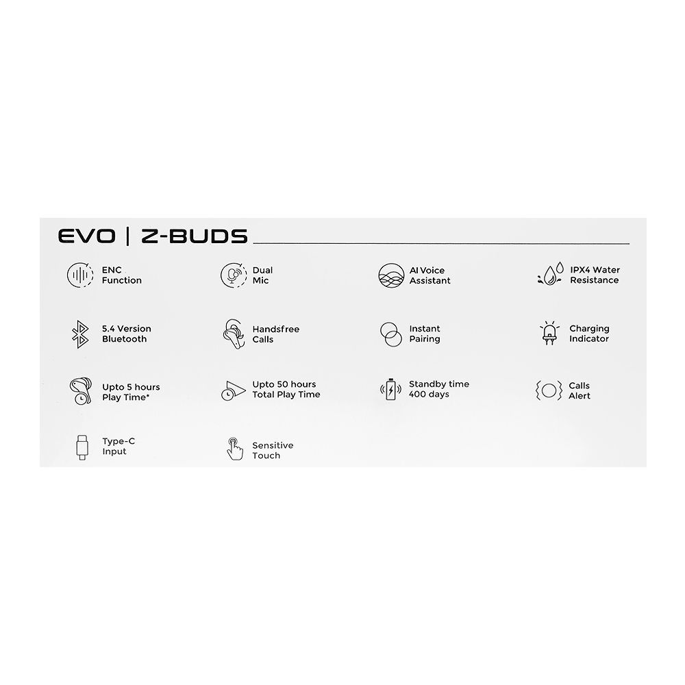 Zero Evo ENC Wireless Z Earbuds, IPX4 Water Resistant, Upto 50 Hours Playtime, Milky White - Image 7