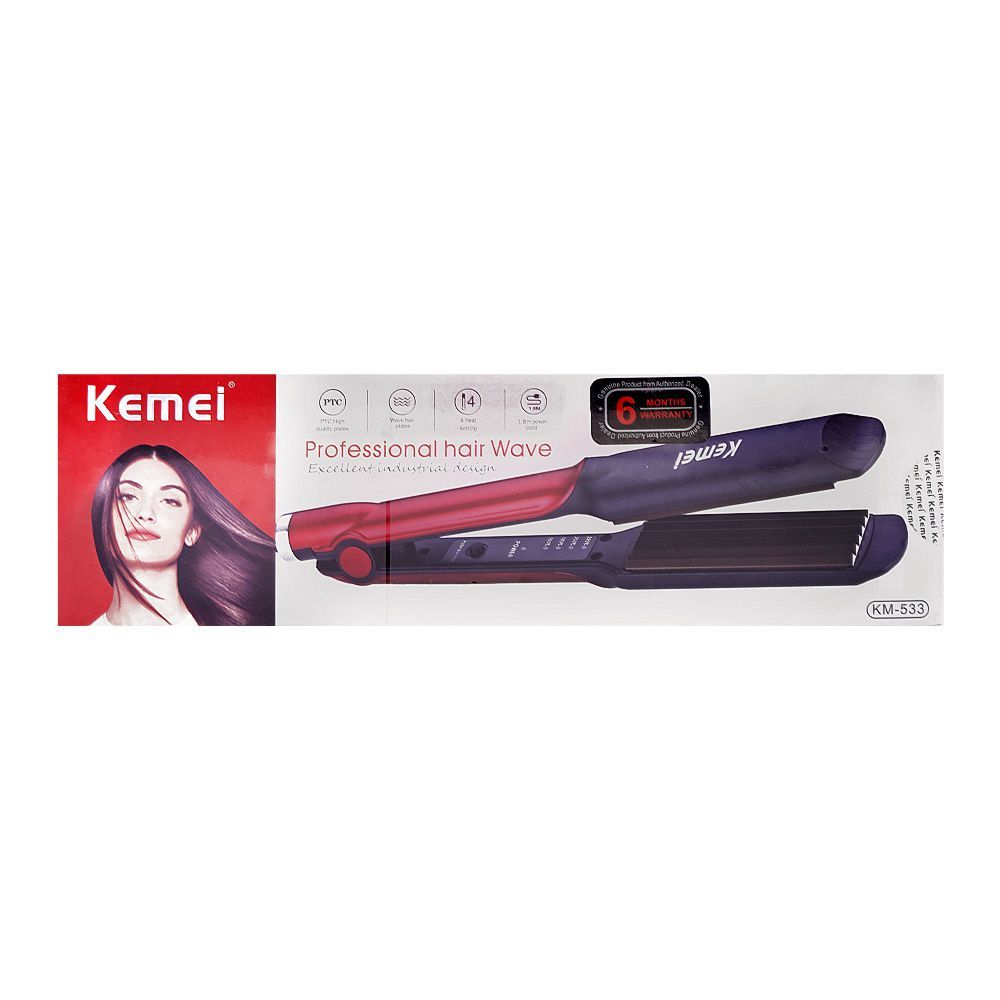 Kemei Ceramic Coated Plate Hair Crimper, 40W, 220-240V, KM-533 - Image 3