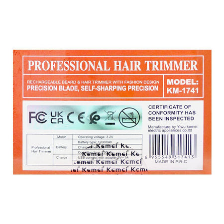 Kemei LCD Display Professional Hair Trimmer, 1200mAh Battery, 150 Minutes Runtime, KM-1741 - Image 6