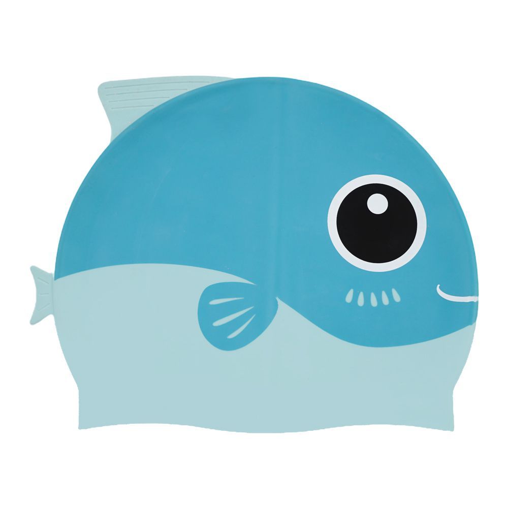 Swimming Cap For Kids, Fish, Sea Green - Main Image