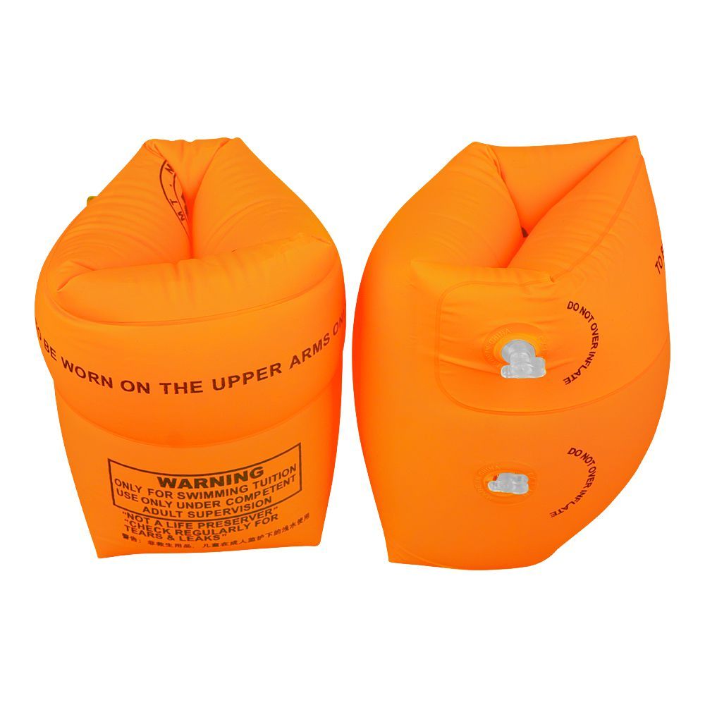 Swimming Floats Inflatable Arm Bands For Kids, Floatation Sleeves Water Wings, Orange, 1-Pair - Main Image