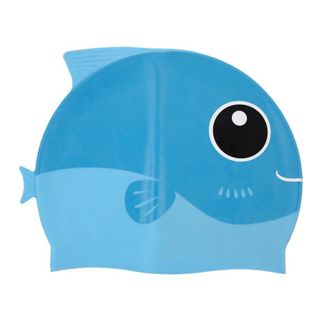 Swimming Cap For Kids, Fish, Blue - Main Image