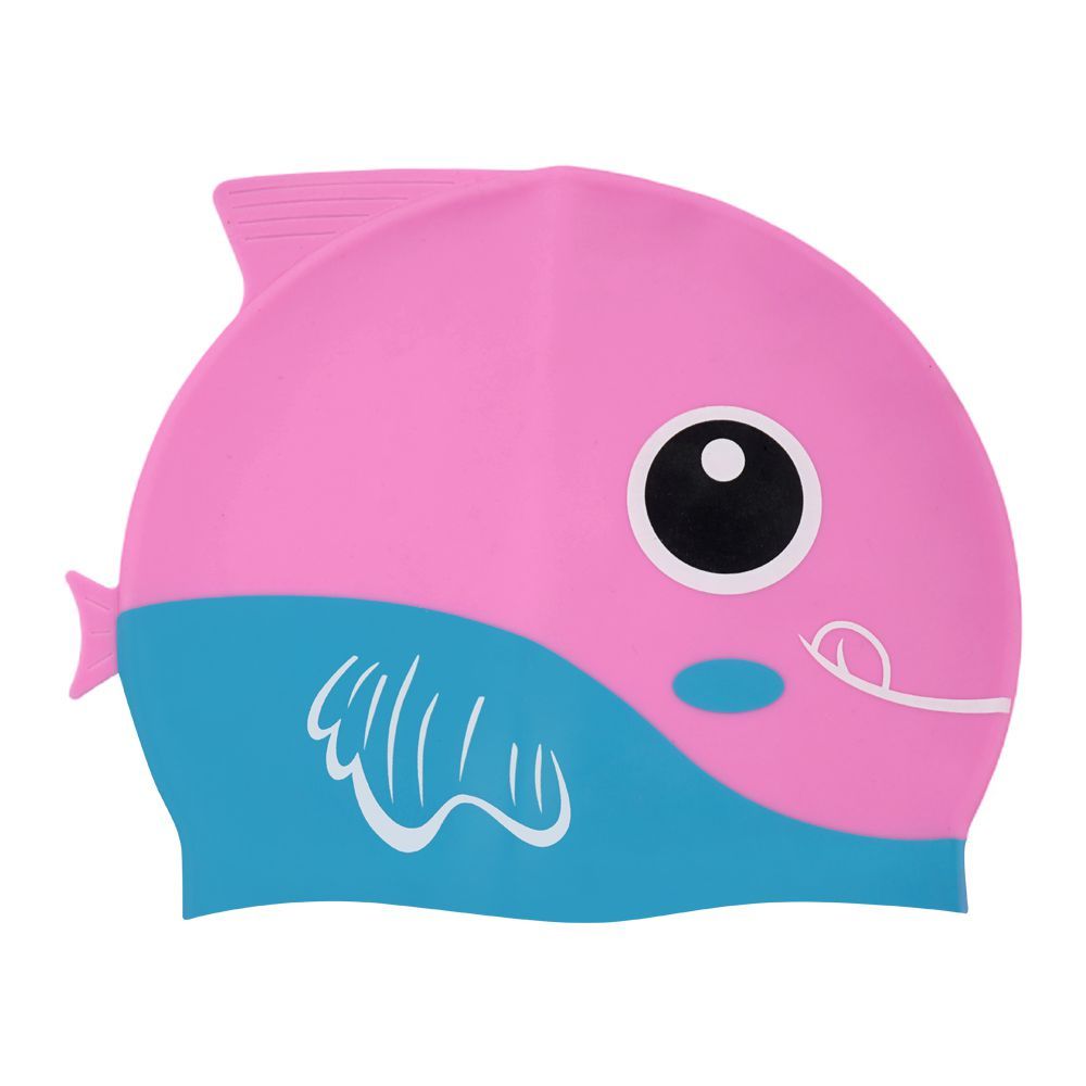 Swimming Cap For Kids, Fish, Pink & Blue - Main Image